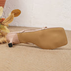 Women's 2026 Summer French-Style Square-Toe High-Heeled Mules
